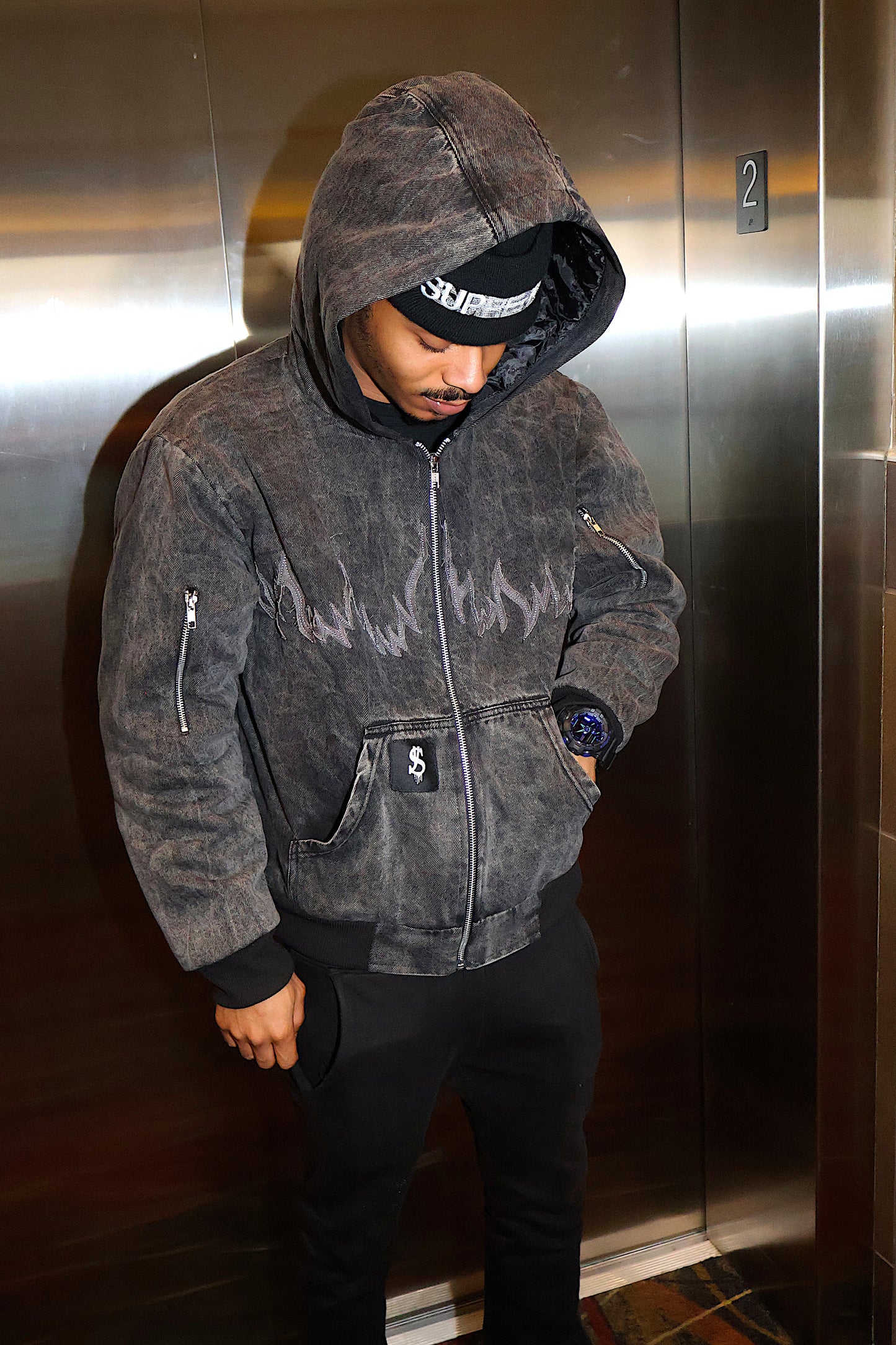 Jean Acid Wash Zip-up
